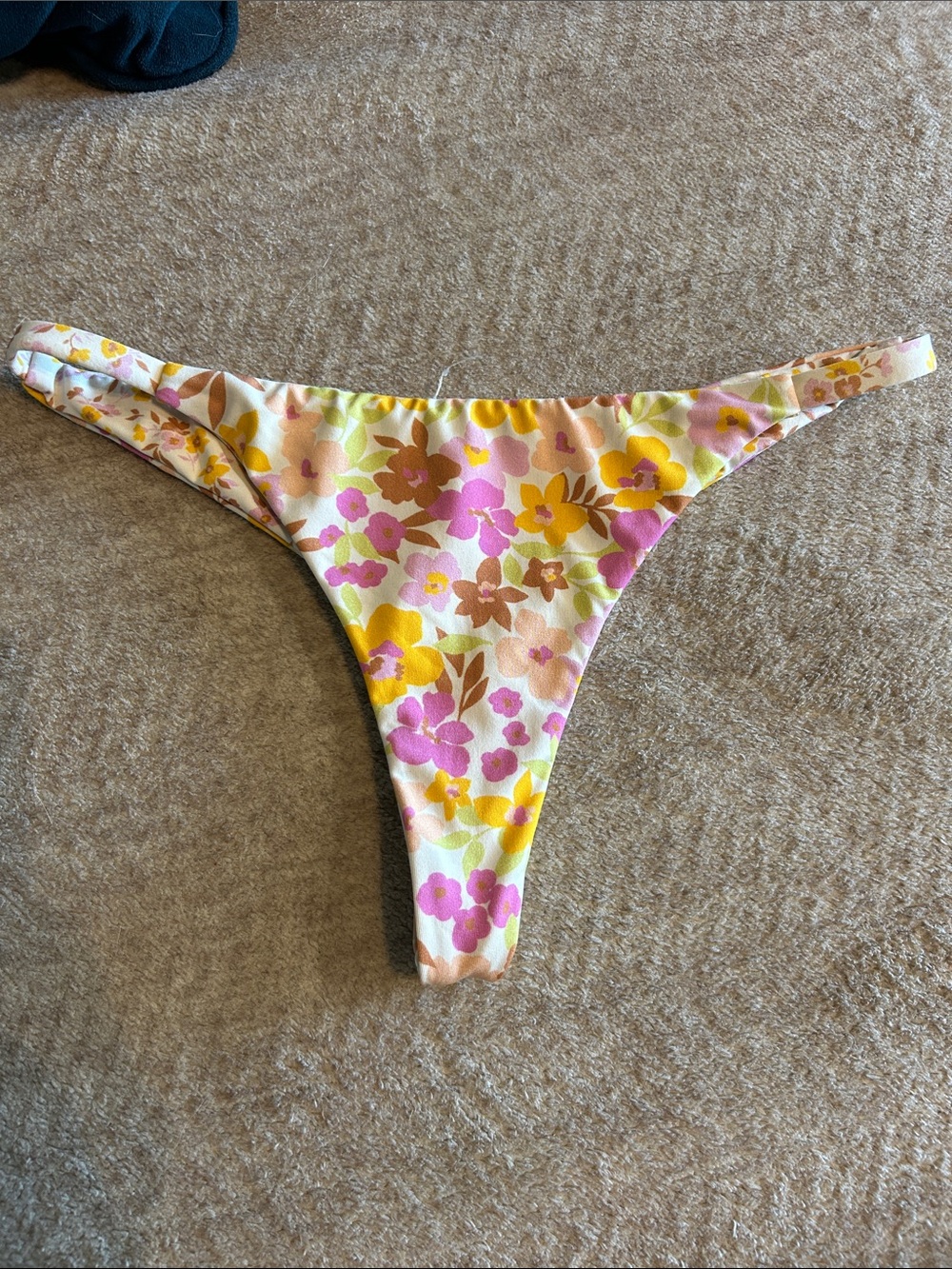 Billabong Floral Bikini Bottom in Pink, Yellow, Cream